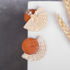 Серьги из дерева «Ваканда» полукруг с диском, цвет бежево-коричневый - Фото 2