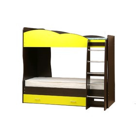 Кровать детская двухъярусная «Юниор 2.1», 800х2000 мм, лдсп, цвет венге / жёлтый