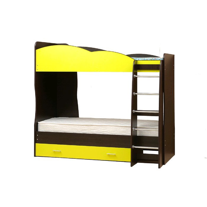 Кровать детская двухъярусная «Юниор 2.1», 800х2000 мм, лдсп, цвет венге / жёлтый - фото 1908562589