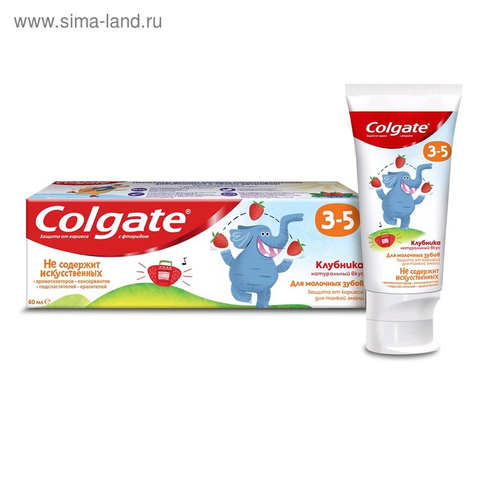 Зубная паста Colgate «Клубника», детская, от 3-5 лет, с фторидом, 60 мл - Фото 1