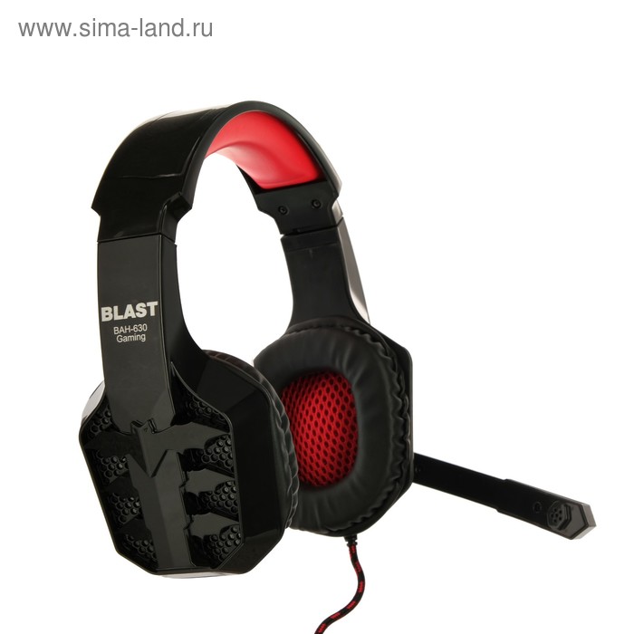 Наушники Blast BAH-630, игровые, полноразмерные, микрофон, 3.5 мм, 2.2 м, черно-красные - Фото 1