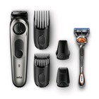 Триммер Braun BT7020, для бороды и усов, 4 насадки, от аккум., +бритва Gillette, серый - Фото 1