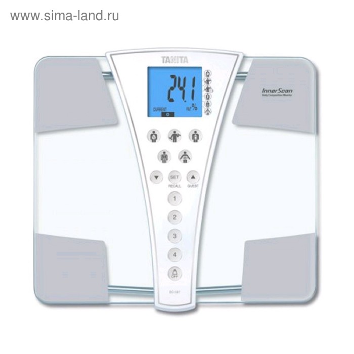 Весы напольные Tanita BC-587, диагностические, до 200 кг, 4xAA, стекло, белые - Фото 1