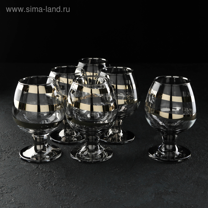 Набор бокалов для коньяка «Серпантин», 250 мл, 6 шт, золото - Фото 1