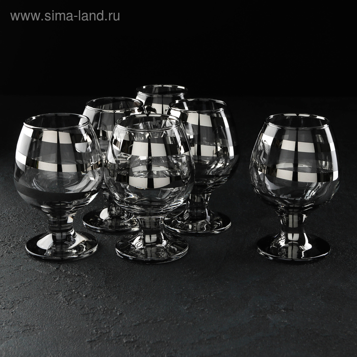 Набор бокалов для коньяка «Серпантин», 250 мл, 6 шт, серебро - Фото 1