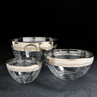 Набор салатников «Флора», 3 предмета: 0.25 л, 0.8 л, 1.75 л, с гравировкой, стекло, прозрачный, золотистый - Фото 1