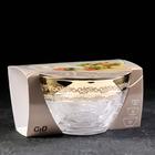 Набор салатников «Флора», 3 предмета: 0.25 л, 0.8 л, 1.75 л, с гравировкой, стекло, прозрачный, золотистый - Фото 4