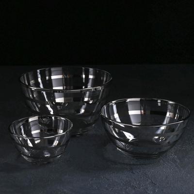 Набор салатников «Серпантин», 3 предмета: 250 мл, 800 мл, 1,75 л, цвет серебряный