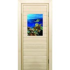 Дверь для бани со стеклом (40*60), "Морской мир", 170×70см, коробка из осины - фото 294916802