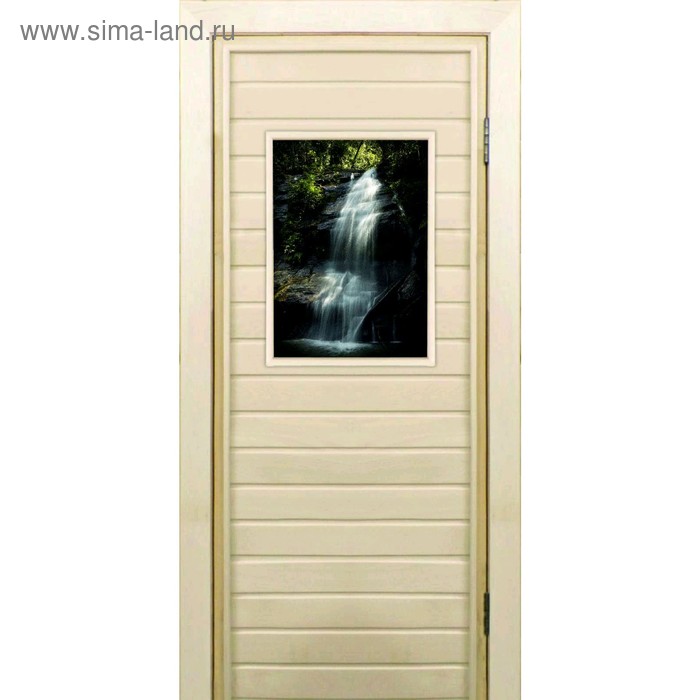 Дверь для бани со стеклом (40*60), "Водопад-2", 170×70см, коробка из осины - Фото 1