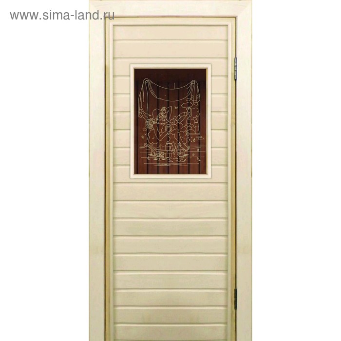 Дверь для бани со стеклом (40*60), "Баньщик", 170×70см, коробка из осины - Фото 1