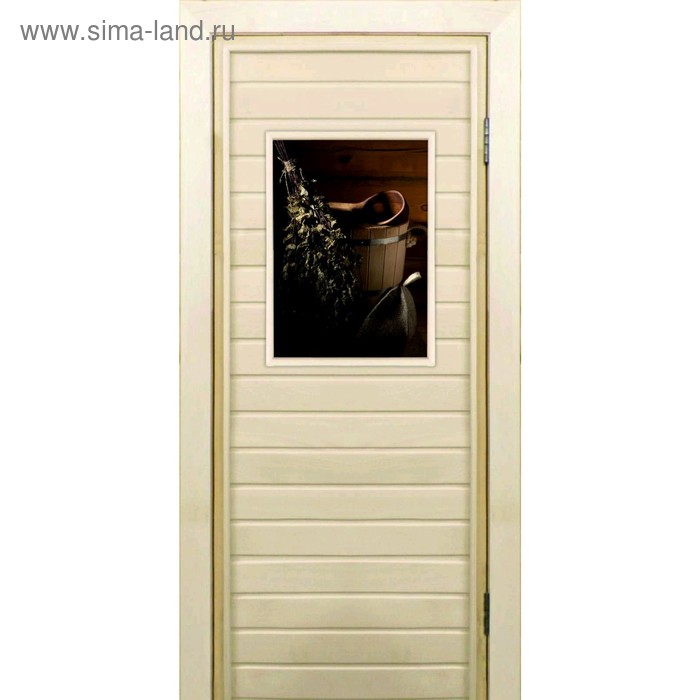 Дверь для бани со стеклом (40*60), "Банный набор", 170×70см, коробка из осины - Фото 1