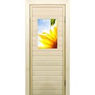 Дверь для бани со стеклом (40*60), "Подсолнух", 170×70см, коробка из осины - фото 294916847