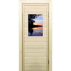 Дверь для бани со стеклом (40*60), "Озеро", 180×70см, коробка из осины - фото 294916854