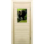 Дверь для бани со стеклом (40*60), "Медведь-1", 180×70см, коробка из осины - фото 294916857