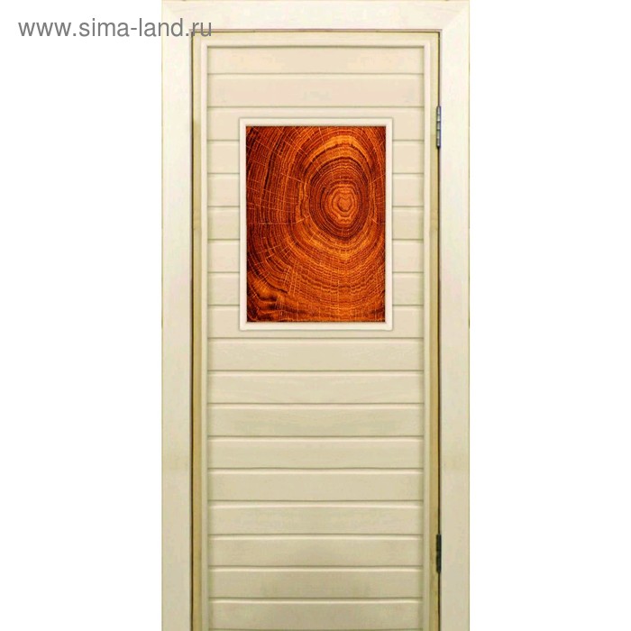 Дверь для бани со стеклом (40*60), "Кольца", 170×70см, коробка из осины - Фото 1