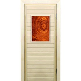 Дверь для бани со стеклом (40*60), "Кольца", 190×70см, коробка из осины