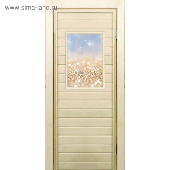 Дверь для бани со стеклом (40*60), "Золотой песок", 170×70см, коробка из осины - Фото 1