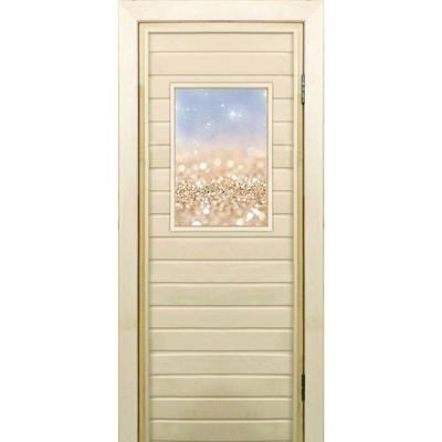 Дверь для бани со стеклом (40*60), "Золотой песок", 180×70см, коробка из осины