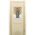 Дверь для бани со стеклом (40*60), "Восточный орнамент", 190×70см, коробка из осины - фото 294916888