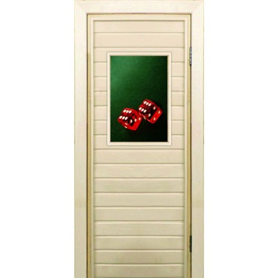 Дверь для бани со стеклом (40*60), "Кубики", 170×70см, коробка из осины