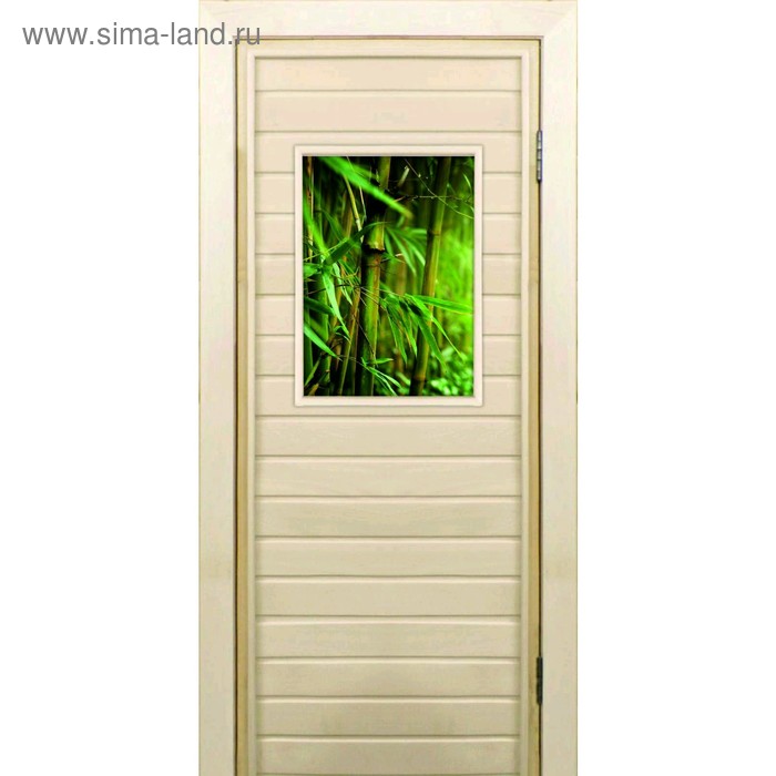Дверь для бани со стеклом (40*60), "Бамбук-1", 170×70см, коробка из осины - Фото 1