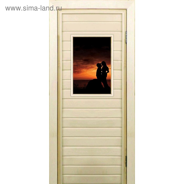 Дверь для бани со стеклом (40*60), "Силуэты", 170×70см, коробка из осины - Фото 1