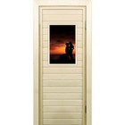 Дверь для бани со стеклом (40*60), "Силуэты", 180×70см, коробка из осины - фото 294916896