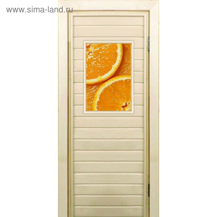 Дверь для бани со стеклом (40*60), "Апельсин", 170×70см, коробка из осины - Фото 1