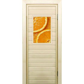 Дверь для бани со стеклом (40*60), "Апельсин", 190×70см, коробка из осины