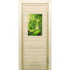 Дверь для бани со стеклом (40*60), "Лес", 180×70см, коробка из осины - фото 294916908