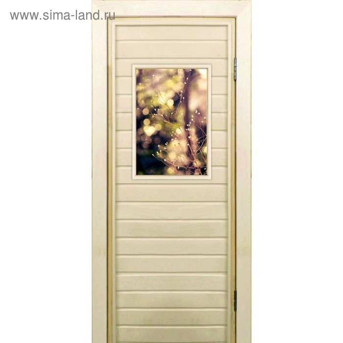 Дверь для бани со стеклом (40*60), "Трава", 170×70см, коробка из осины - Фото 1