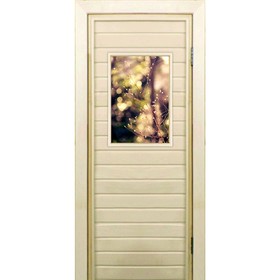Дверь для бани со стеклом (40*60), "Трава", 180×70см, коробка из осины