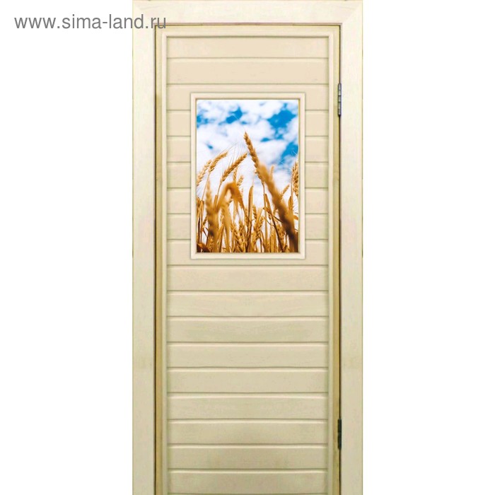 Дверь для бани со стеклом (40*60), "Пшеница-1", 170×70см, коробка из осины - Фото 1