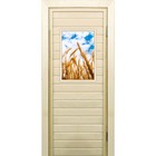 Дверь для бани со стеклом (40*60), "Пшеница-1", 180×70см, коробка из осины - фото 294916926
