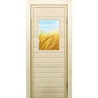 Дверь для бани со стеклом (40*60), "Пшеница-2", 180×70см, коробка из осины - фото 294916932