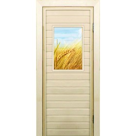 Дверь для бани со стеклом (40*60), "Пшеница-2", 190×70см, коробка из осины