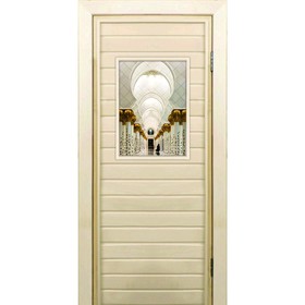 Дверь для бани со стеклом (40*60), "Восток", 190×70см, коробка из осины