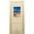 Дверь для бани со стеклом (40*60), "Пляж", 180×70см, коробка из осины - фото 294916944