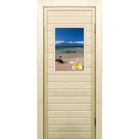 Дверь для бани со стеклом (40*60), "Пляж", 190×70см, коробка из осины