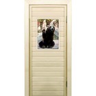 Дверь для бани со стеклом (40*60), "Медведь-3", 190×70см, коробка из осины - фото 294916948