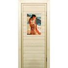 Дверь для бани со стеклом (40*60), "Девушка", 180×70см, коробка из осины - фото 294916950