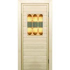 Дверь для бани со стеклом (40*60), "Восточные мотивы", 170×70см, коробка из осины - фото 294916952