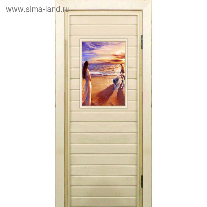 Дверь для бани со стеклом (40*60), "Прогулка", 170×70см, коробка из осины - Фото 1