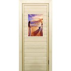 Дверь для бани со стеклом (40*60), "Прогулка", 180×70см, коробка из осины - фото 294916956