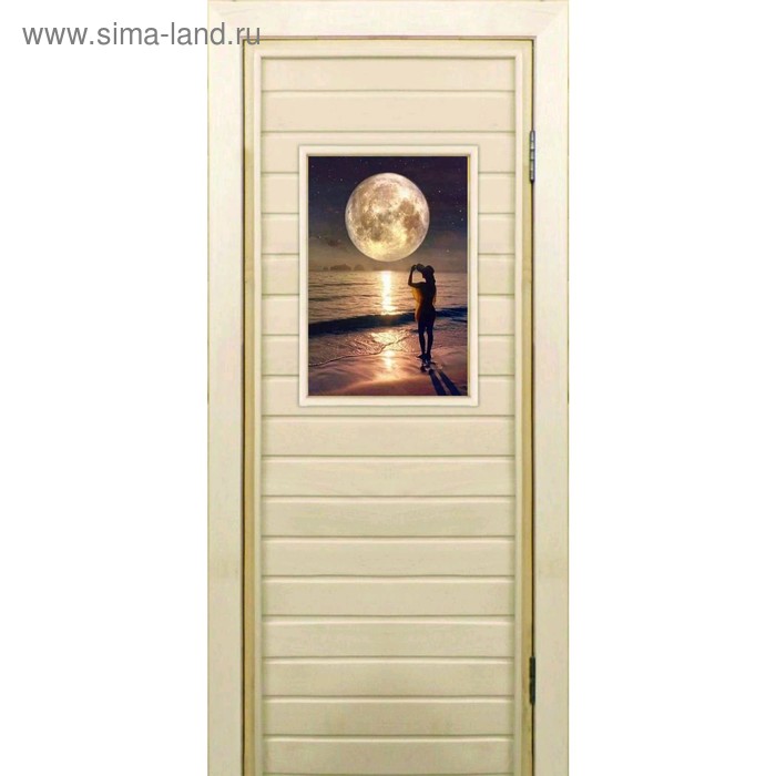 Дверь для бани со стеклом (40*60), "Луна", 170×70см, коробка из осины - Фото 1