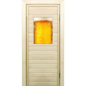 Дверь для бани со стеклом (40*60), 'Пенное', 170x70см, коробка из осины