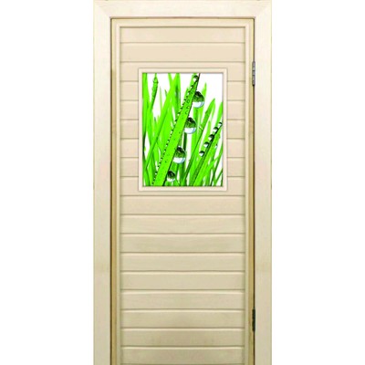 Дверь для бани со стеклом (40*60), "Капли", 170×70см, коробка из осины