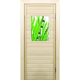 Дверь для бани со стеклом (40*60), "Капли", 190×70см, коробка из осины