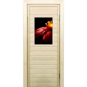 Дверь для бани со стеклом (40*60), "Цветок", 180×70см, коробка из осины